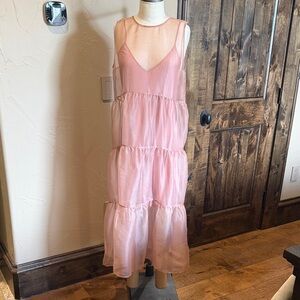 Cami NYC Sheer Tiered Maxi Dress in Soft Pink